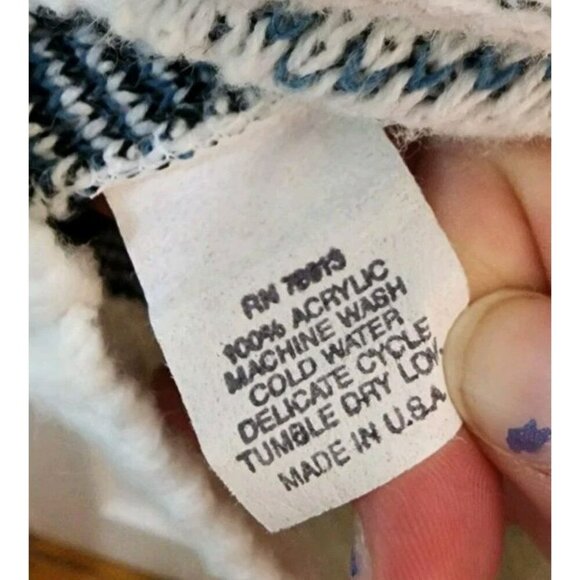 Aspetuck Trading Co Men's White Blue Geometric Sweater 100% Acrylic Sz Large USA - Picture 5 of 5